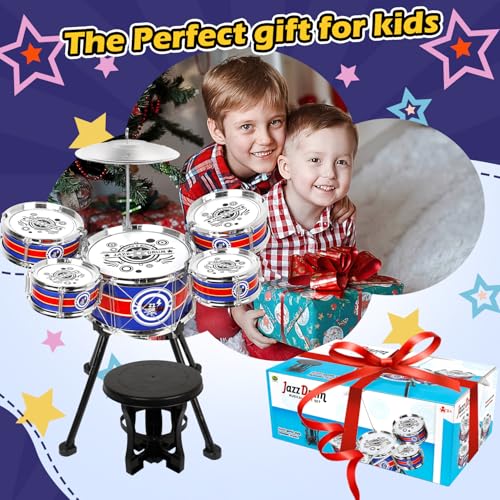Blue 5 Drums Kids Jazz Drum Set with Stool K513