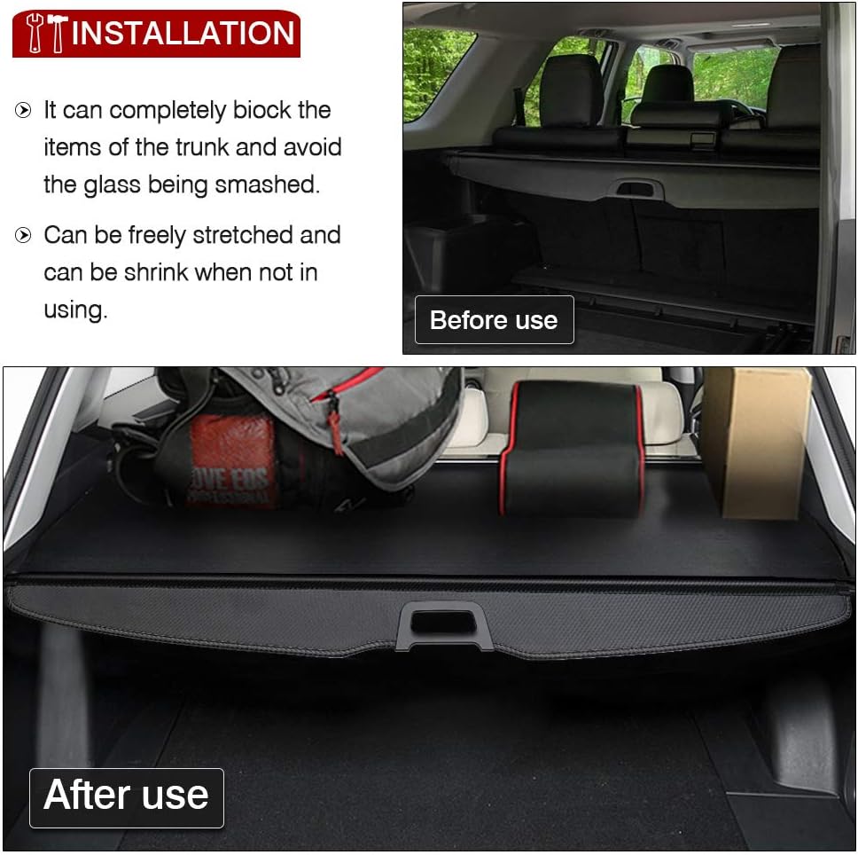 Retractable Rear Trunk Security Cover Black Carbon Fiber Texture F120184