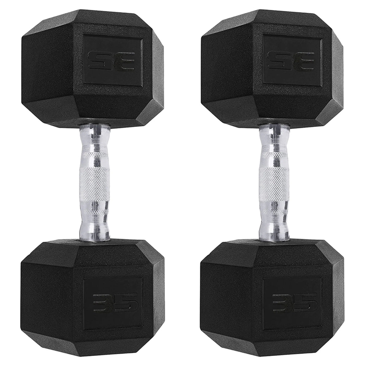 Set of 2 Black 35LB Hex Dumbbells K191823