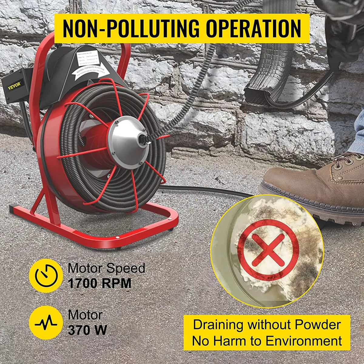 75ft x 1/2 in 370W Electric Drain Auger H269