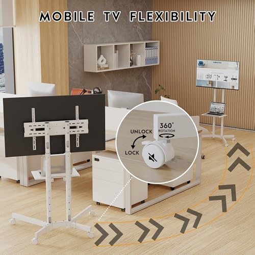 Black Mobile TV Stand for 32 to 85 inch Screens up to 121 lbs S68158