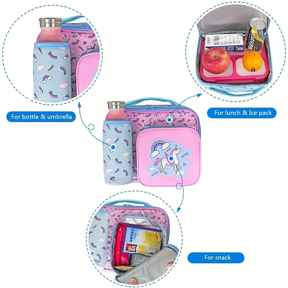 Insulated Lunch Bag with Bottle Holder, 3 Compartments K11219