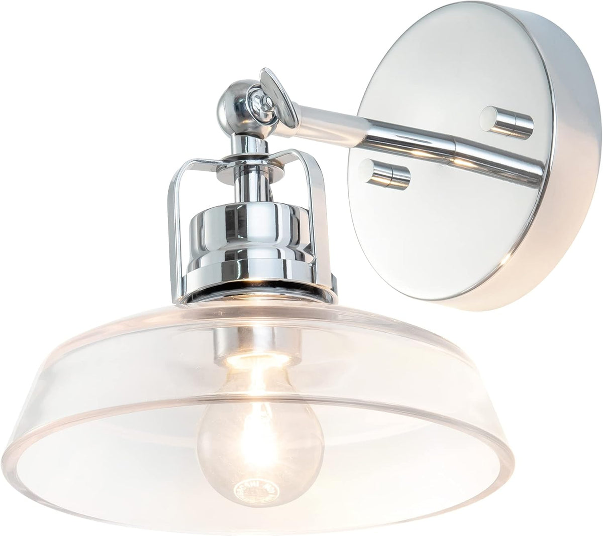 Chrome 1 Light Wall Sconce with Clear Glass Shade J91112