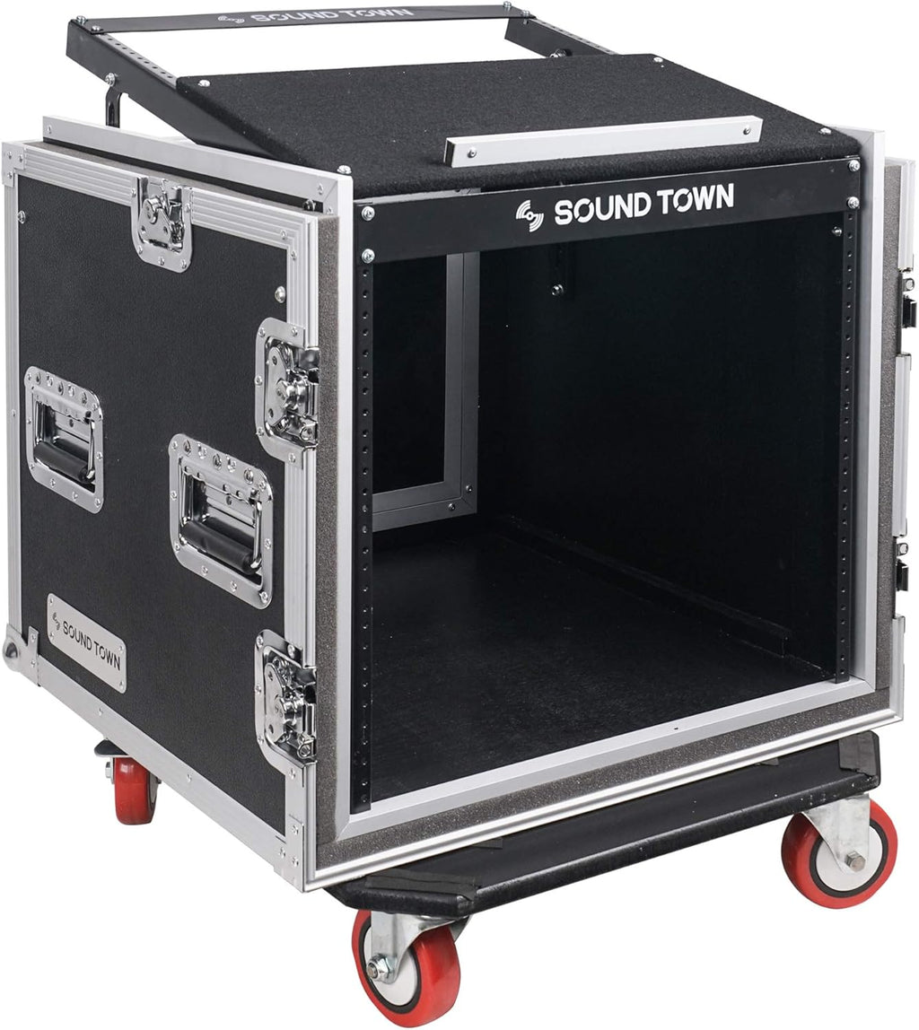 10U ATA Rack Case with 11U Slant Mixer Top and Casters U8274