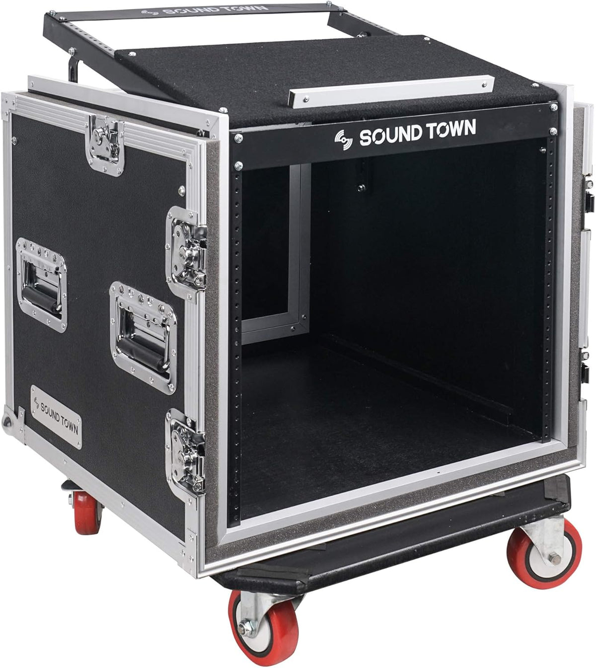 10U ATA Rack Case with 11U Slant Mixer Top and Casters U8274