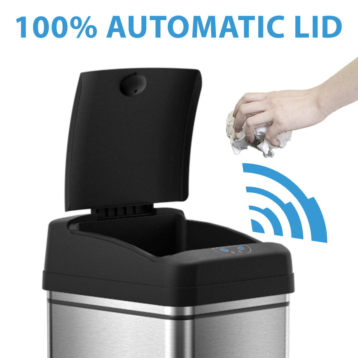 13 Gal Touchless Sensor Stainless Steel Trash Can X848457
