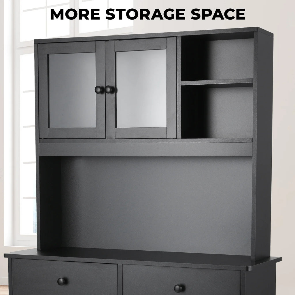 Wooden Double Tilt Out Trash Cabinet with Drawers, Shelves V645692