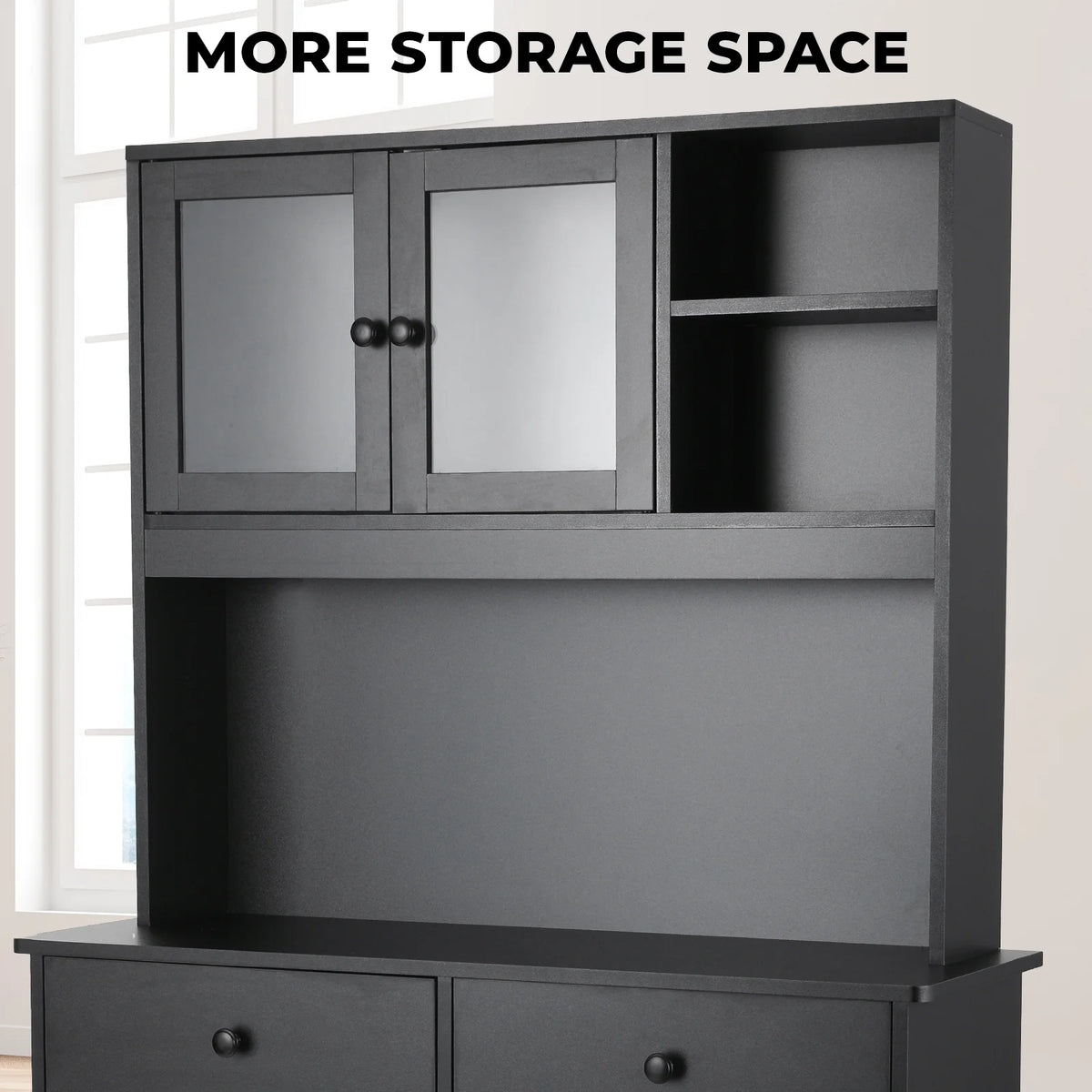 Wooden Double Tilt Out Trash Cabinet with Drawers, Shelves V645692