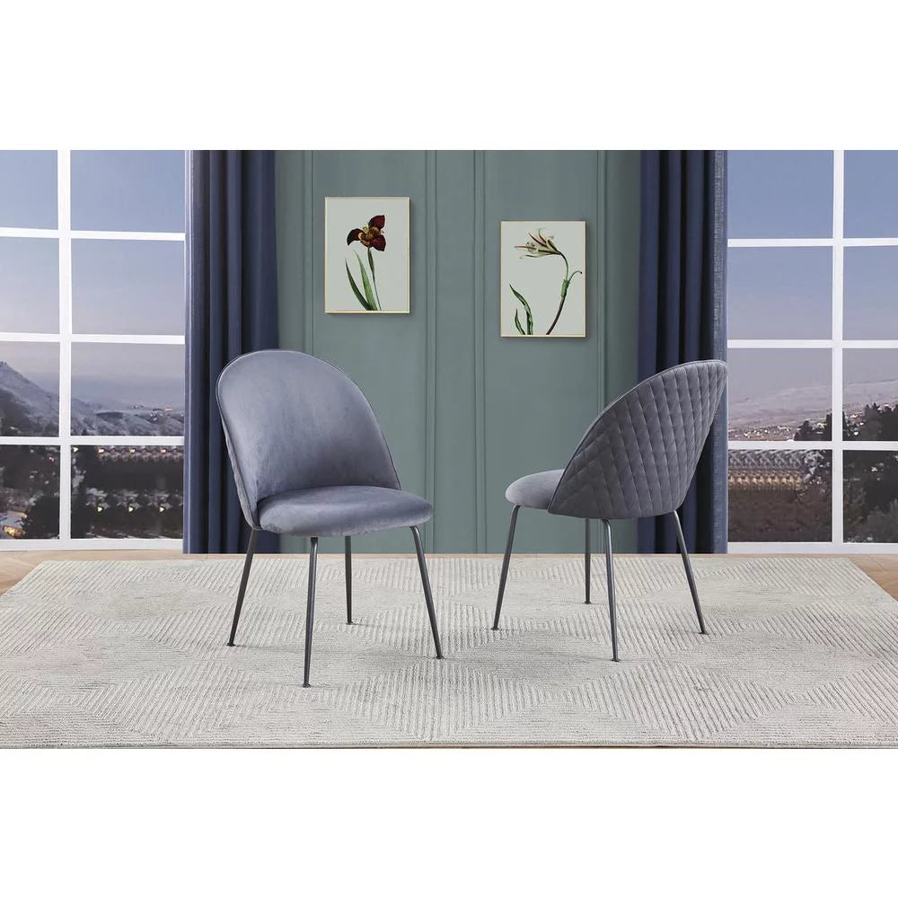 White Marble Dining Table with Glass and Gray Chairs G2885