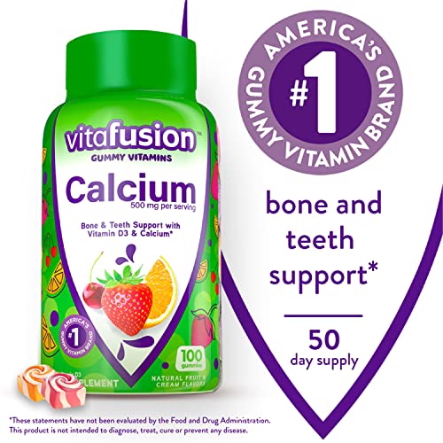 Chewable Calcium Gummy Vitamins, Fruit and Cream Flavored, 100 Count E665