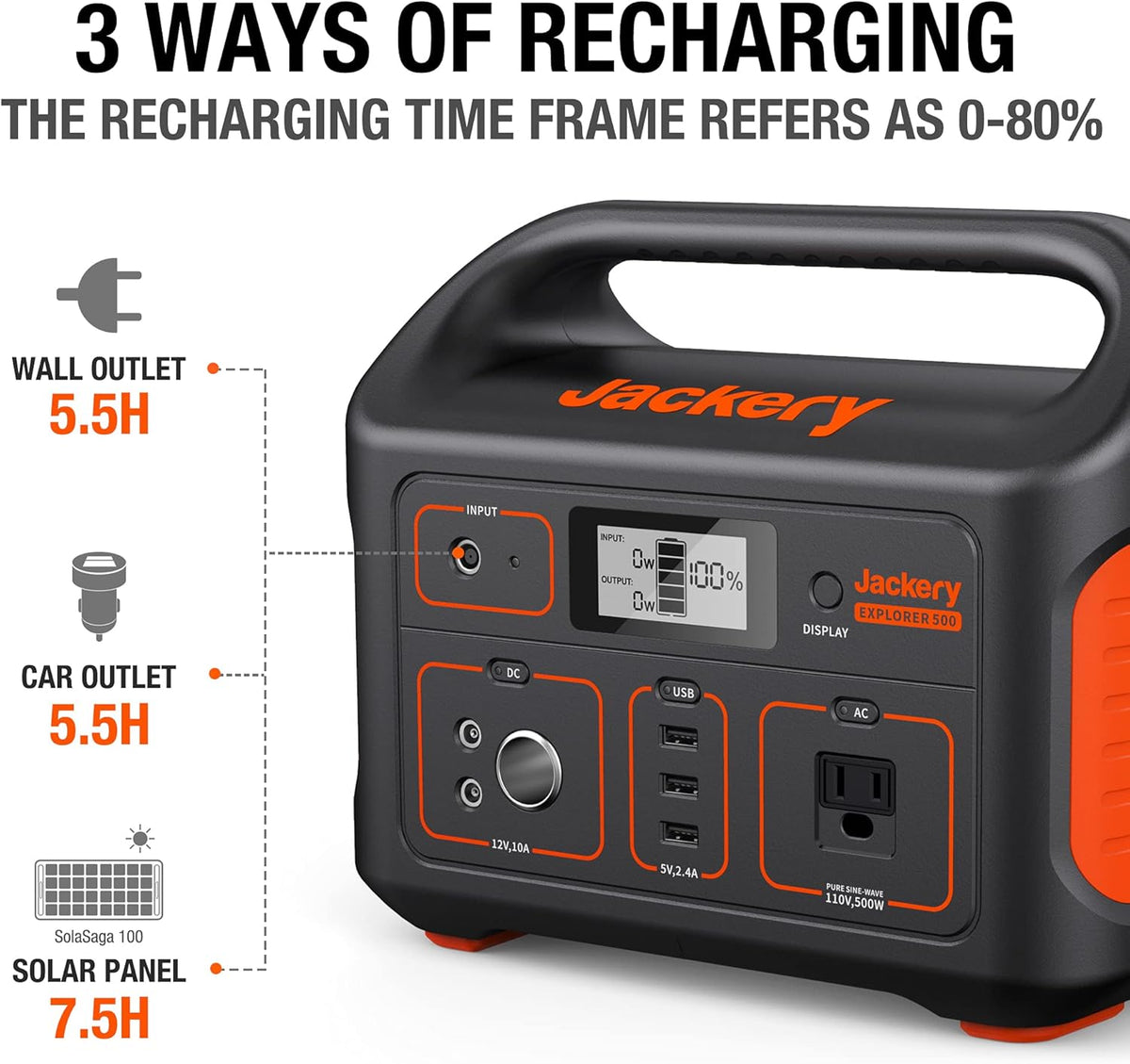 518Wh Portable Solar Generator with 100W Solar Panel T9271