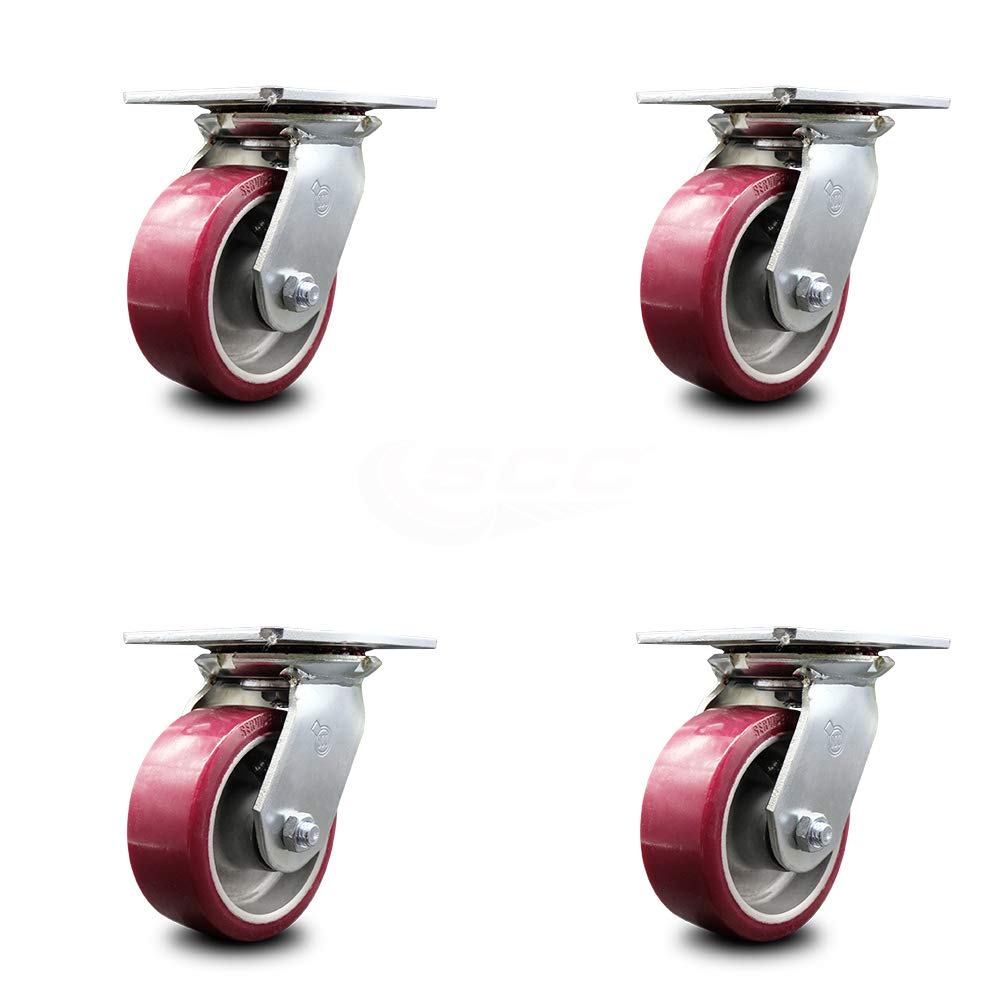 4 x 2 Maroon Wheels Swivel Caster Set 4 A9339