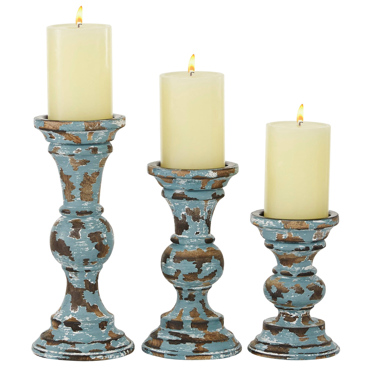 Wood Cottage Candle Holder Set of 3 Y9550