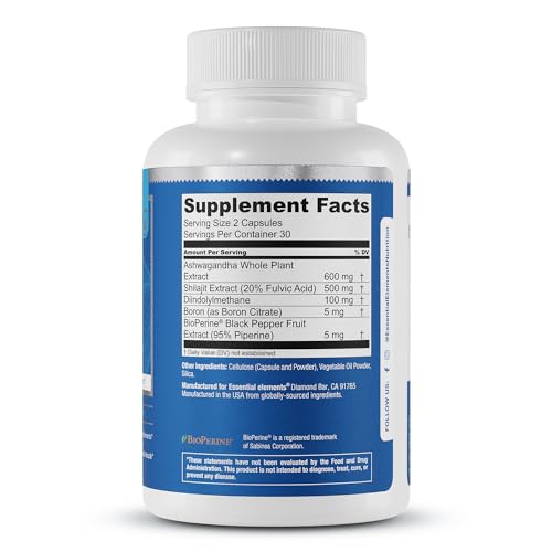 Male Health Supplement with Shoden Ashwagandha, Shilajit, DIM, 60 Caps O349683