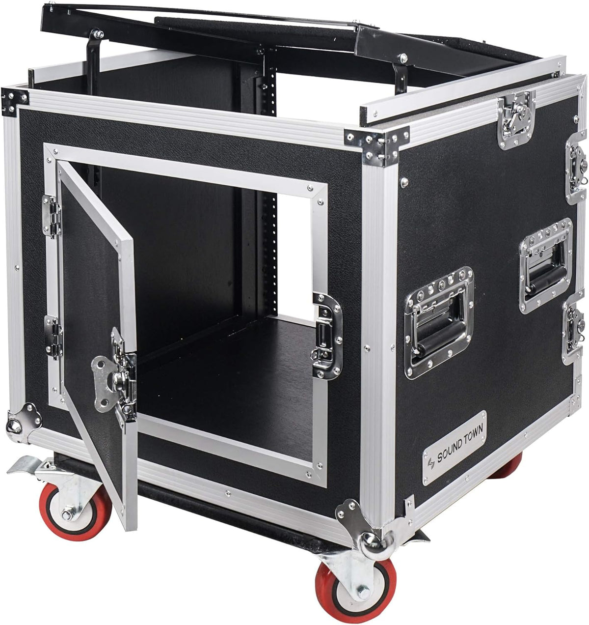 10U ATA Rack Case with 11U Slant Mixer Top and Casters U8274