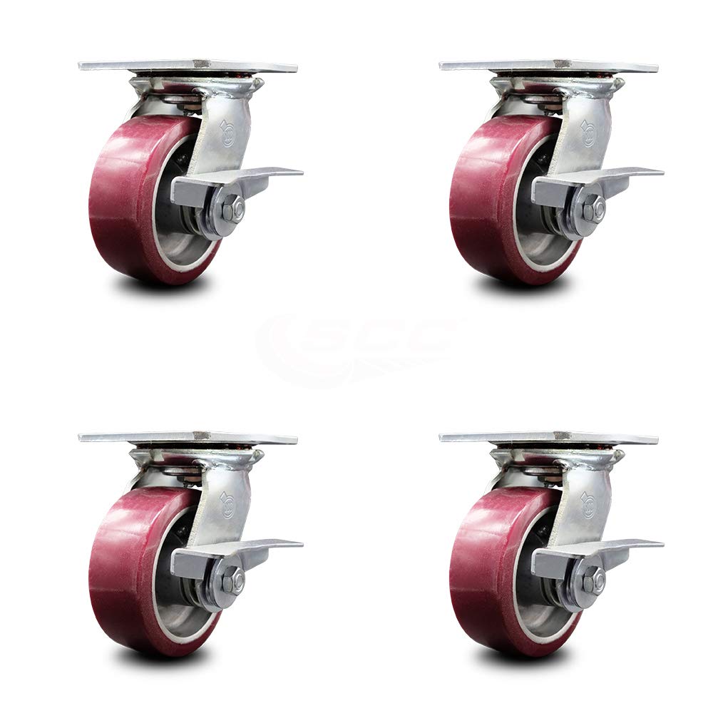 4 x 2 Maroon Wheels Swivel Caster Set 4 A9339