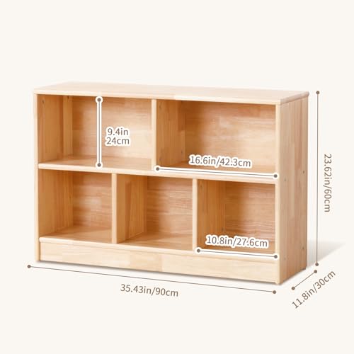Rubber Wood 3-Compartment 2-Tier Storage Cabinet Y982829
