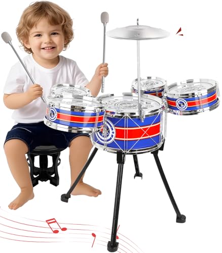 Blue 5 Drums Kids Jazz Drum Set with Stool K513