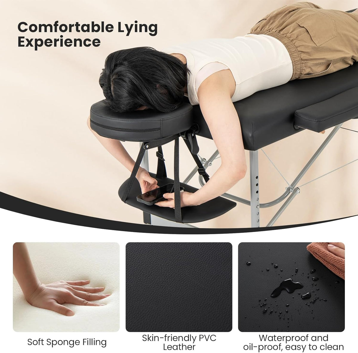 Black Portable Massage Table with Carrying Bag Q26093