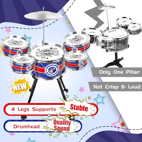 Blue 5 Drums Kids Jazz Drum Set with Stool K513