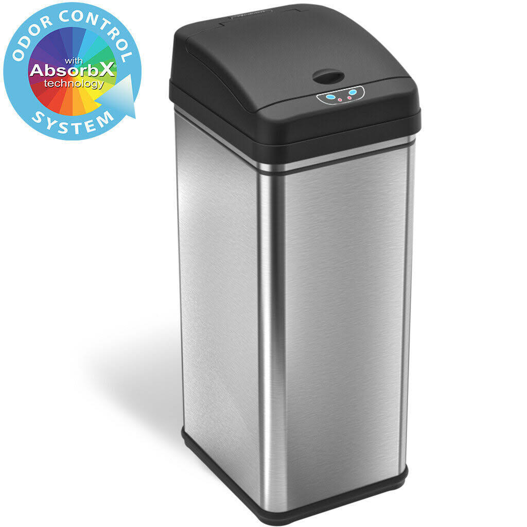 13 Gal Touchless Sensor Stainless Steel Trash Can X848457