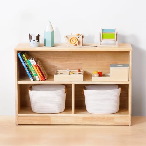 Rubber Wood 3-Compartment 2-Tier Storage Cabinet Y982829