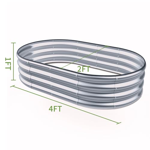 Galvanized Oval Metal Raised Garden Bed, 4x2x1ft F346279