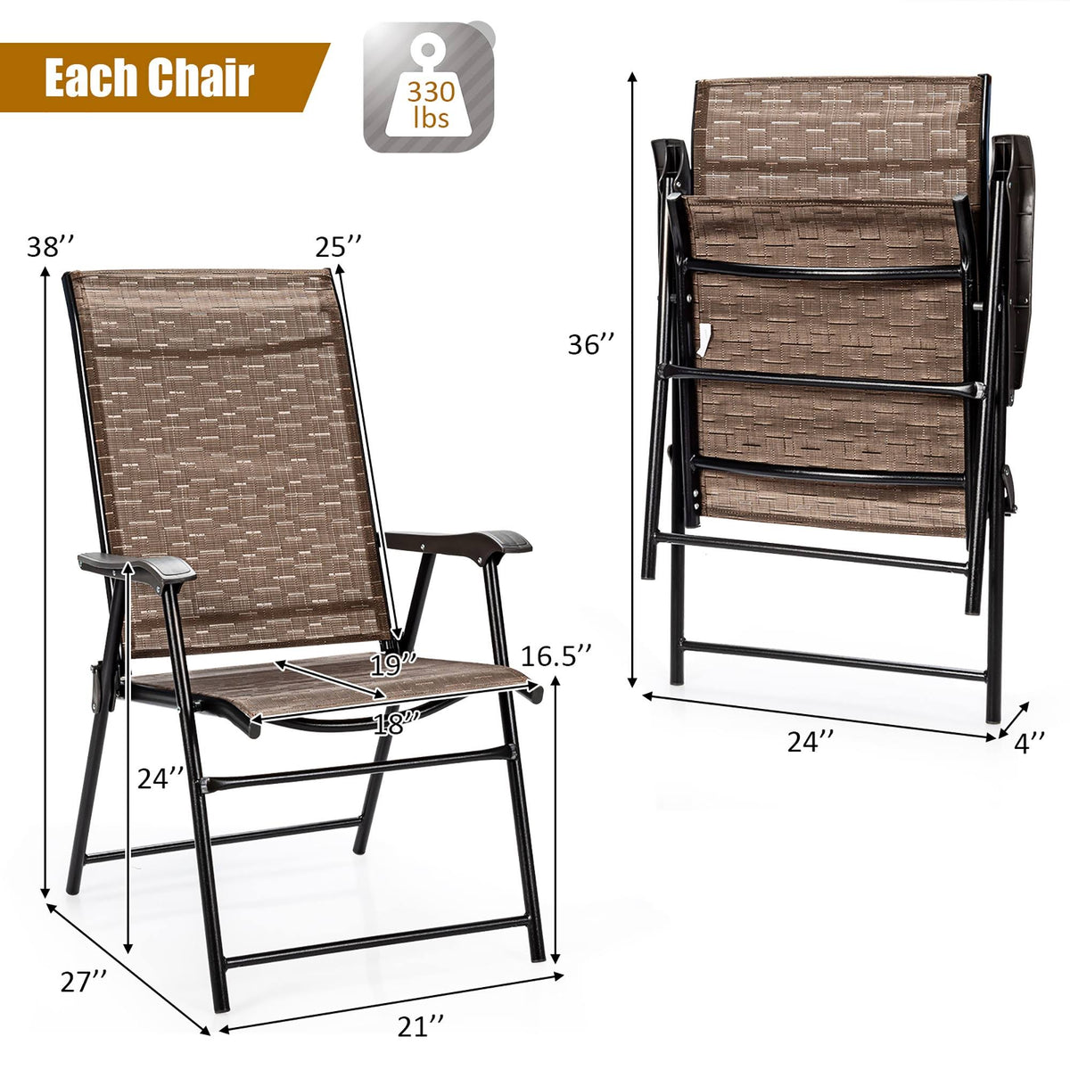 4 Piece Outdoor Patio Folding Chair with Armrest T99868