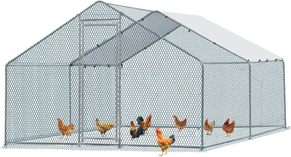 Large Metal Chicken Coop with Waterproof Cover E961