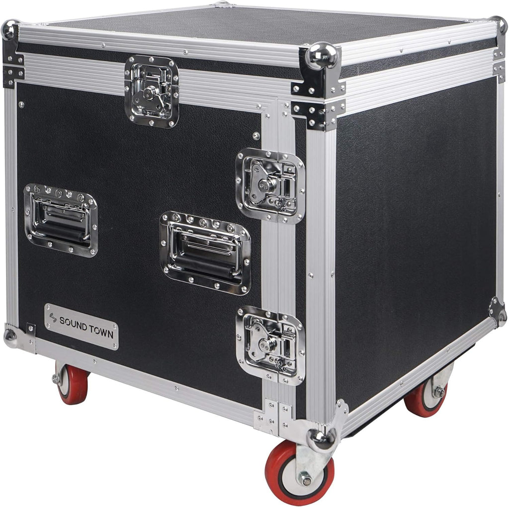 10U ATA Rack Case with 11U Slant Mixer Top and Casters U8274