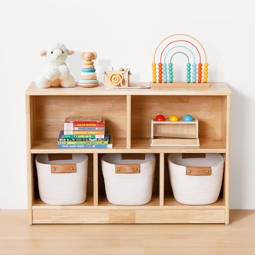 Rubber Wood 3-Compartment 2-Tier Storage Cabinet Y982829