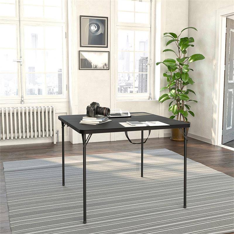 Black Resin Fold-in-Half Card Table H2591