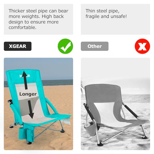 2-Pack High Back Beach Chair with Cooler Bag and Carry Bag F87291