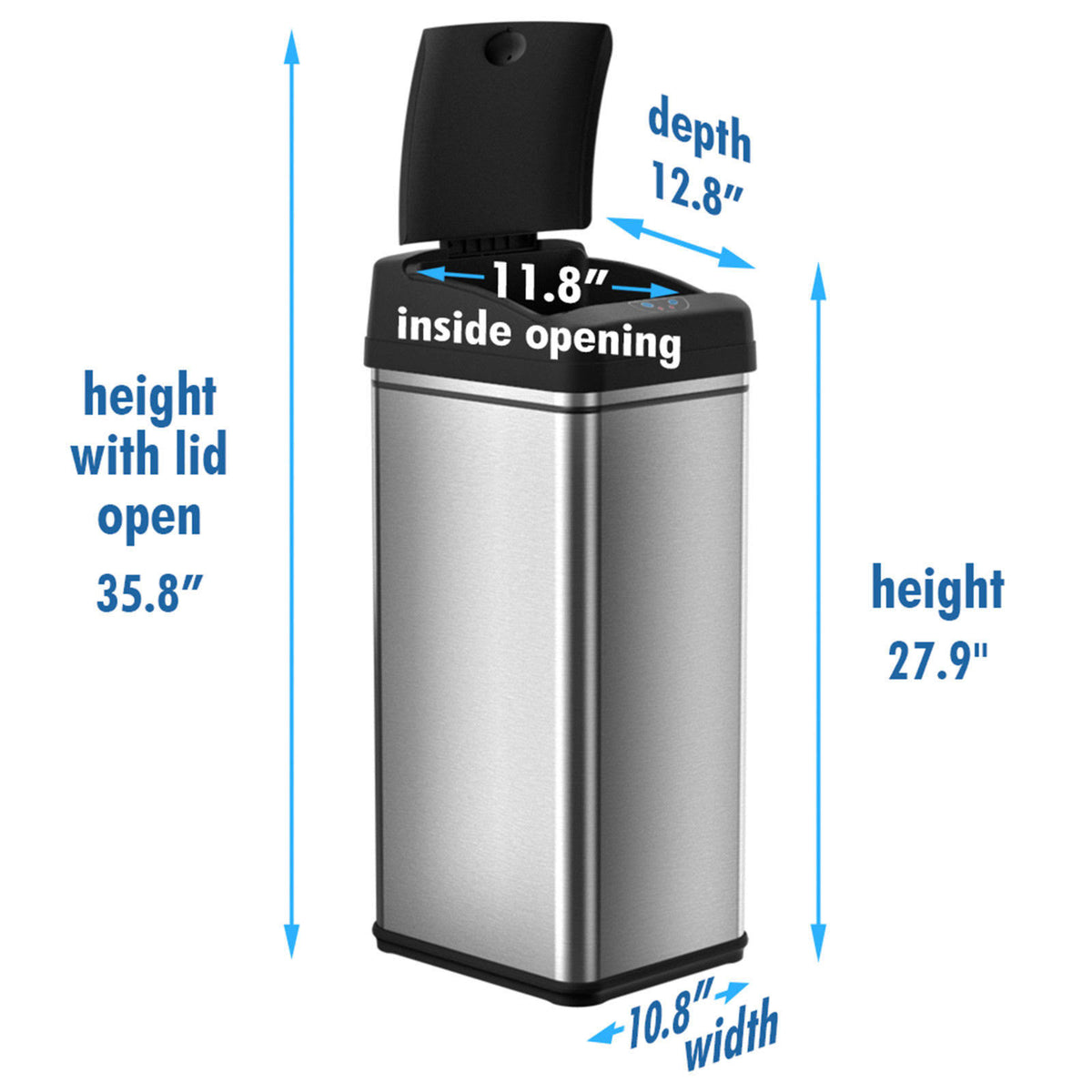 13 Gal Touchless Sensor Stainless Steel Trash Can X848457