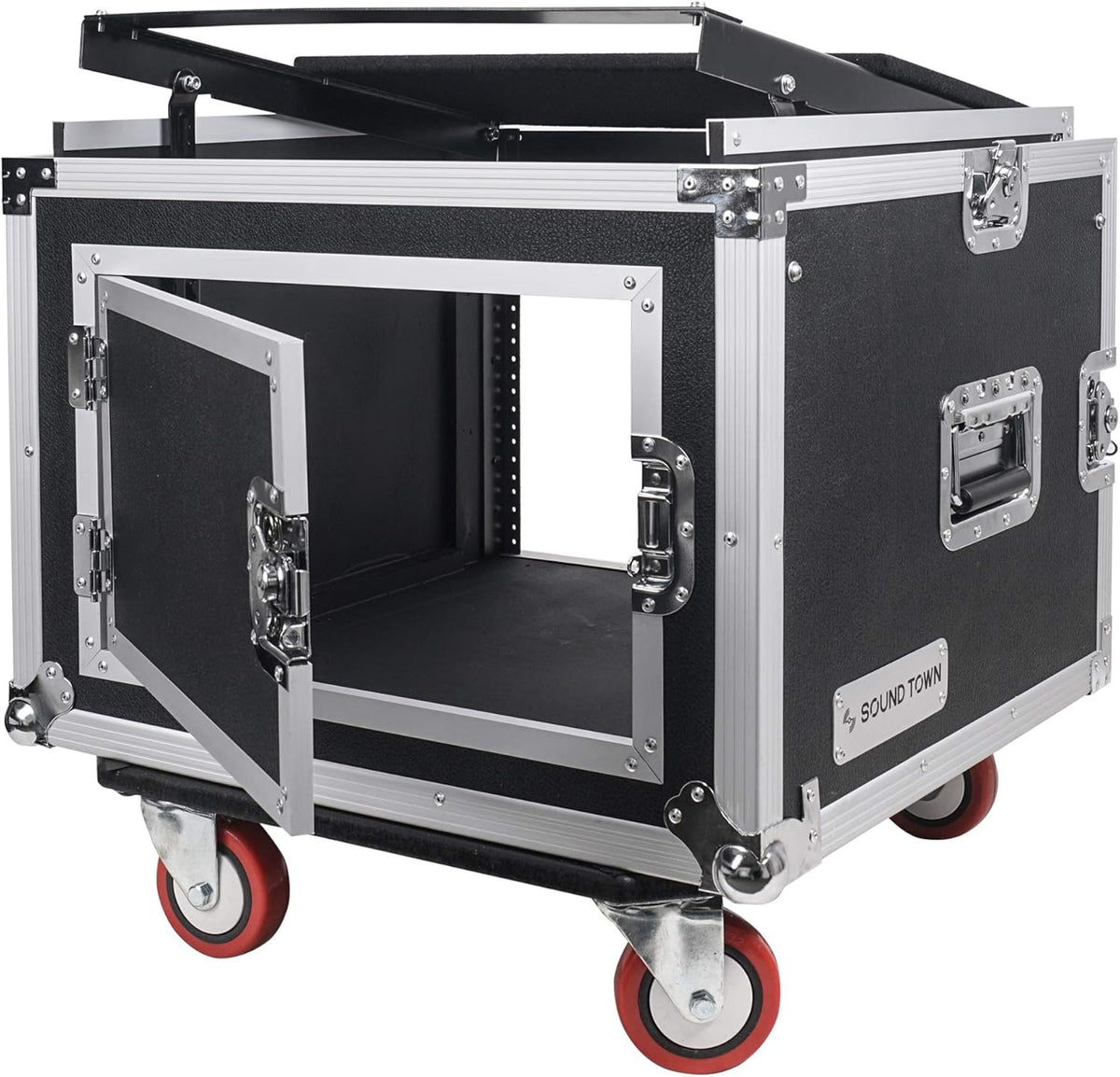 10U ATA Rack Case with 11U Slant Mixer Top and Casters U8274