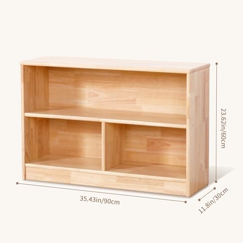 Rubber Wood 3-Compartment 2-Tier Storage Cabinet Y982829