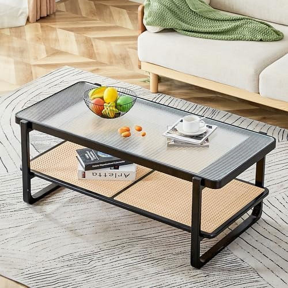 Square Rustic Wood Coffee Table with Metal Legs D505665