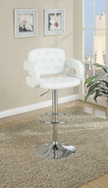 White Tufted Leather Swivel Barstool E5638