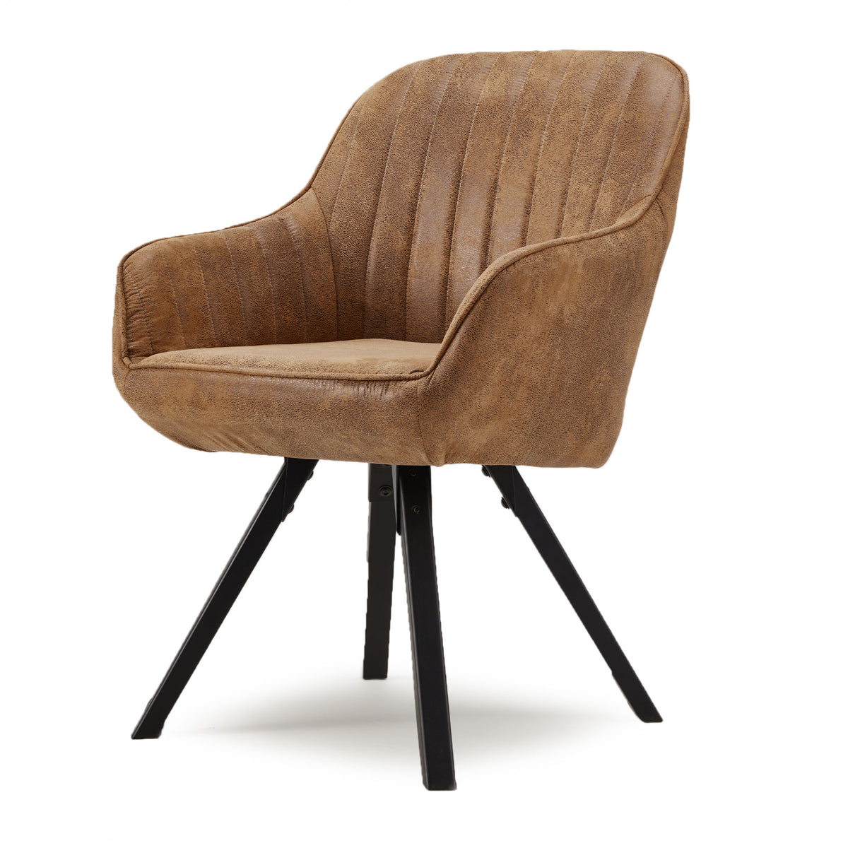 Cushioned Swivel Armchair with Rubberwood Legs E644