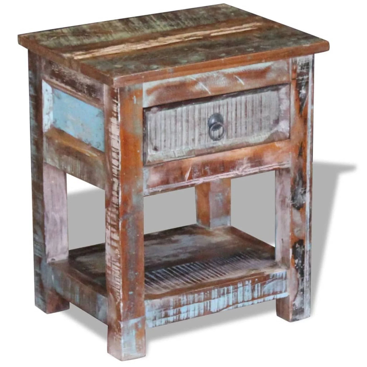 Solid Reclaimed Wood Side Table with 1 Drawer Q669