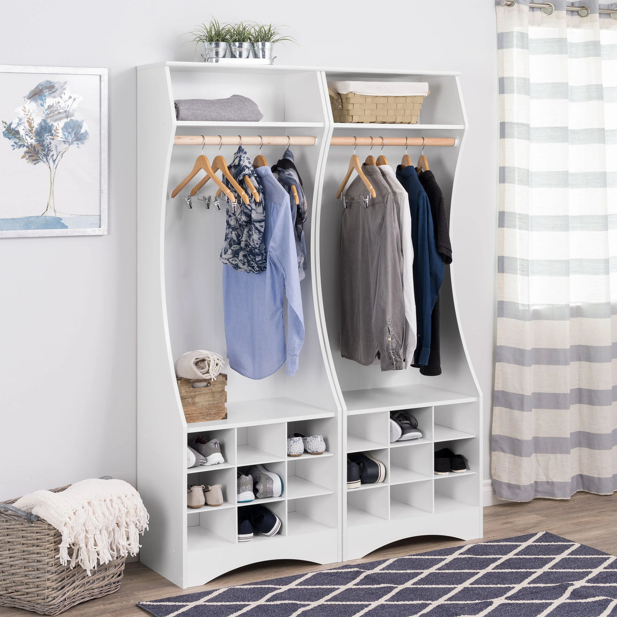 White Compact Wardrobe with Shoe Storage Z54829