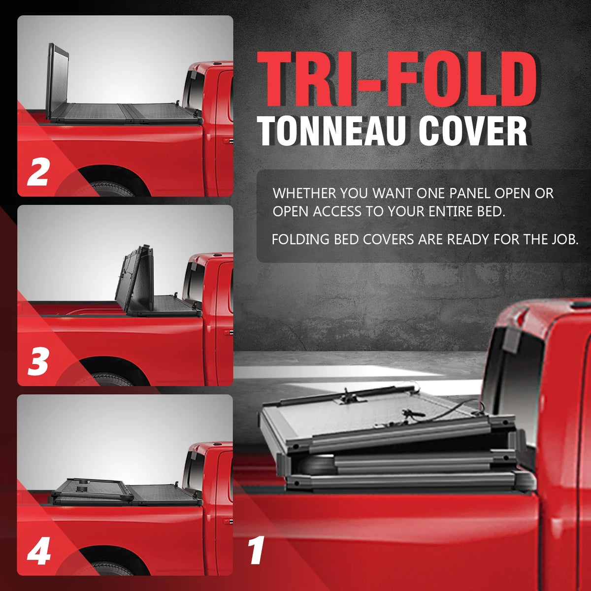 TTC-HARD-082 Solid Hard Top Tri-Fold Tonneau Cover M15869
