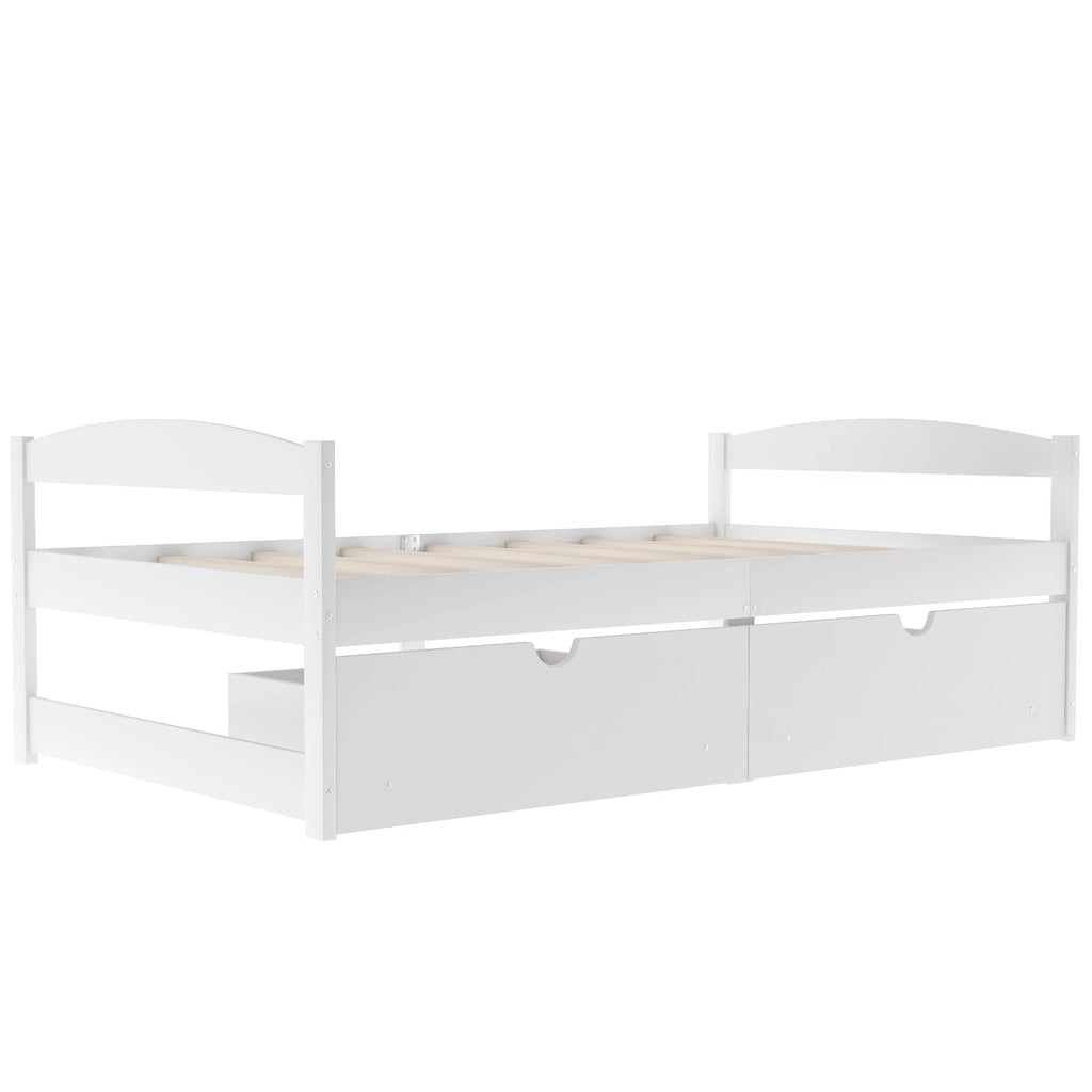White Twin Size Platform Bed with 2 Drawers V22962