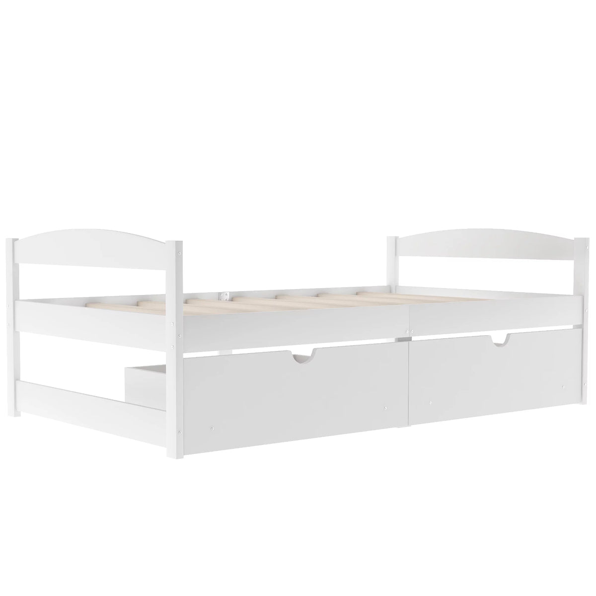 White Twin Size Platform Bed with 2 Drawers V22962