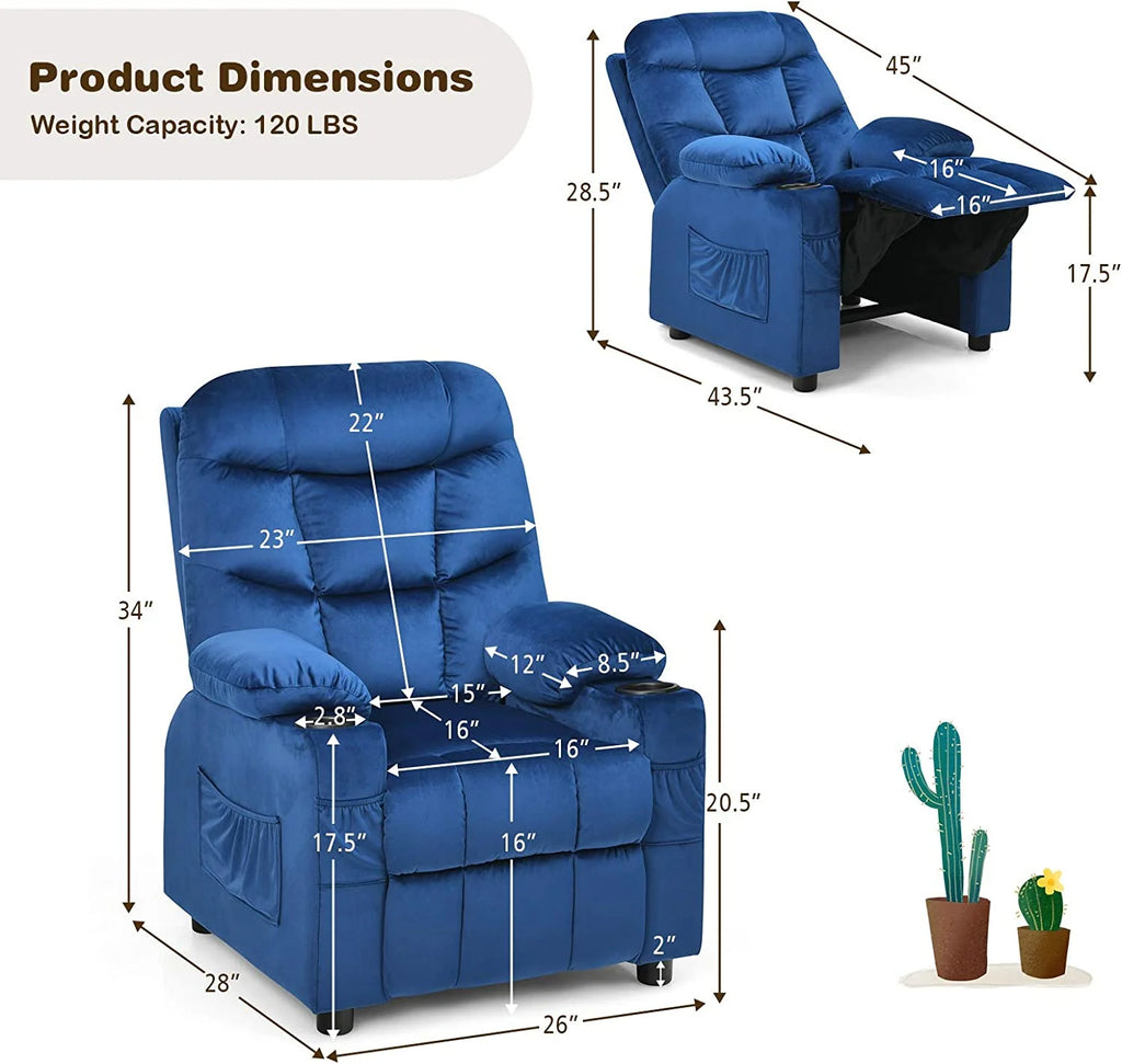 Kids Recliner Chair with Cup Holder U166497
