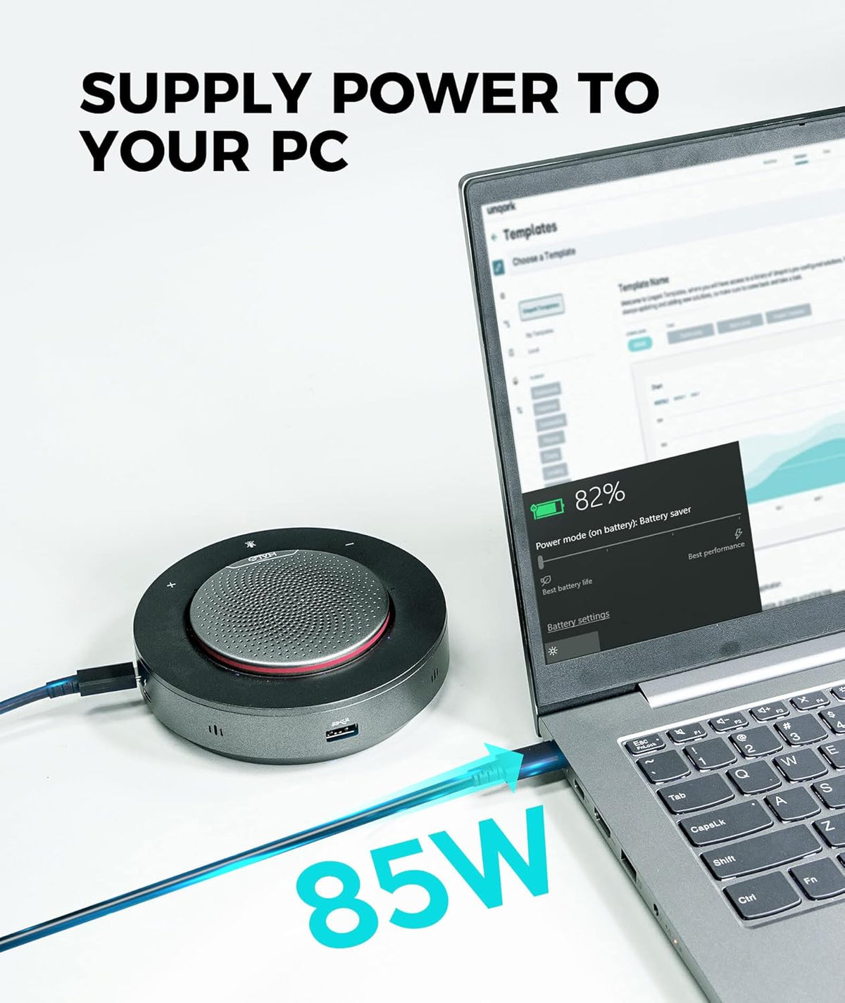 Conference Speaker with 4 Noise-canceling Mics and USB-C Docking Function K9074