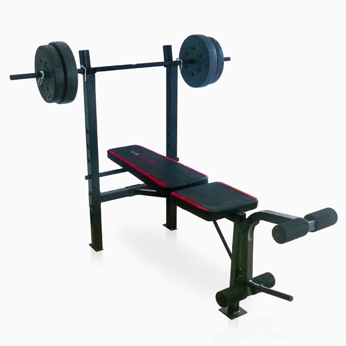 Adjustable Weight Bench with Rack and 90 lb Vinyl Weight Set W513