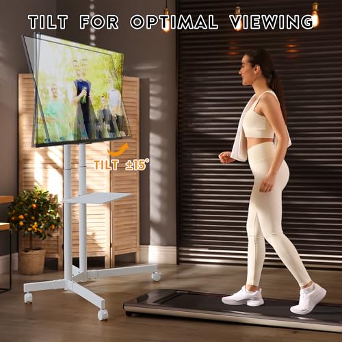 Black Mobile TV Stand for 32 to 85 inch Screens up to 121 lbs S68158