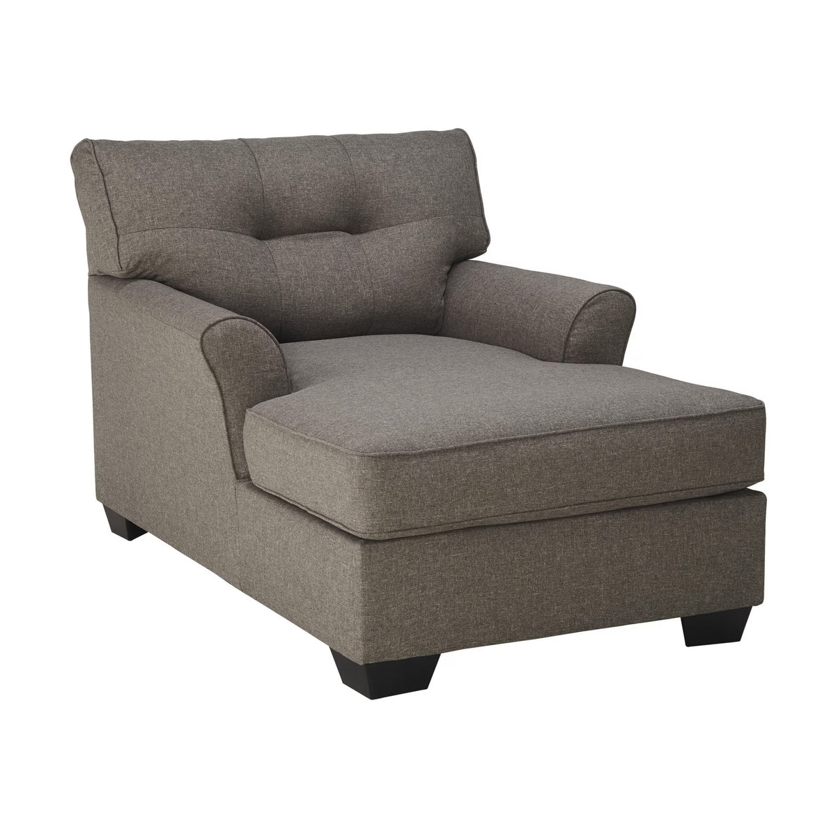 Taupe Gray Fabric Upholstered Chaise with Tufted Back and Flared Arms G593