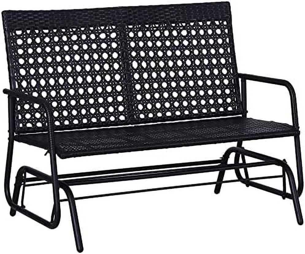 Black Wicker Glider Bench Rocking Chair E336146